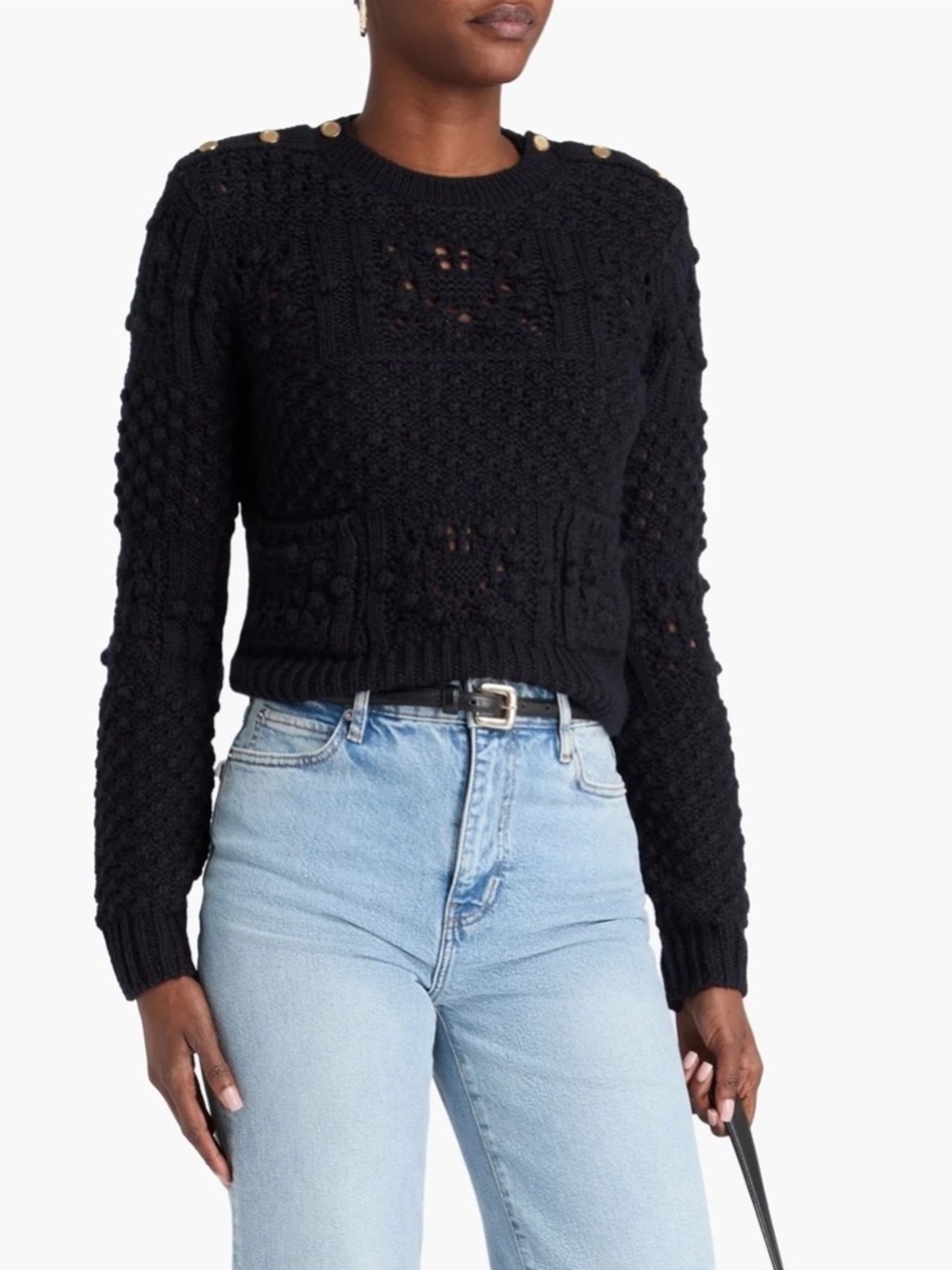 Frame Patch Pocket Wool & Alpaca-Blend Sweater Sz S